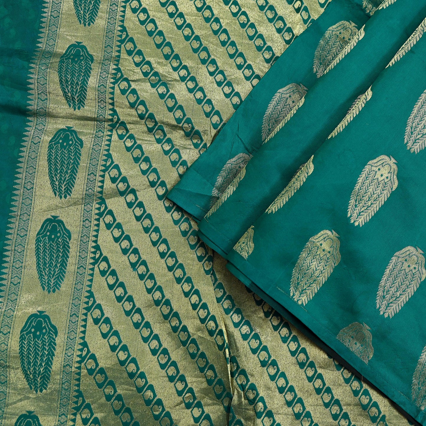 Indian Vintage Sari Black & Green Pure Silk Hand Woven Sarees Craft Fabric 5Yd Ethnic Dress Making Crafting Upcycle Quilting Zari Border