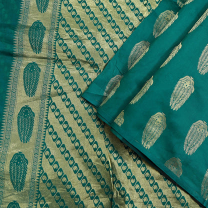Indian Vintage Sari Black & Green Pure Silk Hand Woven Sarees Craft Fabric 5Yd Ethnic Dress Making Crafting Upcycle Quilting Zari Border