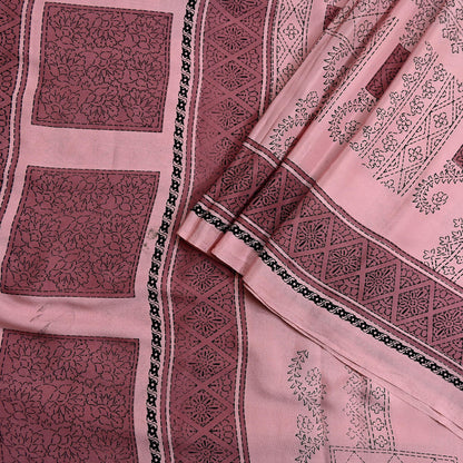 Indian Vintage Sari Pink Moss Crepe Printed Sarees 5yd Craft Fabric Sewing Floral Soft Dress making Quilting Crafting Upcycle Used