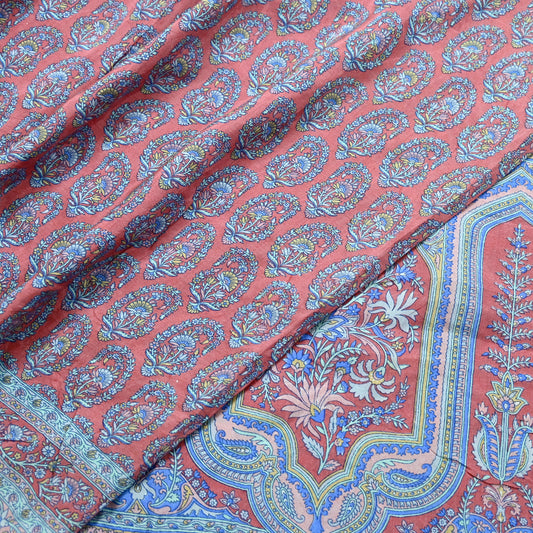 Indian Vintage Sari Pink Pure Silk Printed Sarees 5yd Sewing Craft Fabric Dress Making Soft Wrap Floral Crafting Quilting Dress Designing
