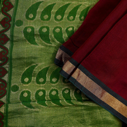Indian Vintage Dupatta Green & maroon Long Stole Printed Woven Pure Chanderi Silk Indian Scarves Veil Golden Zari Soft Fringes