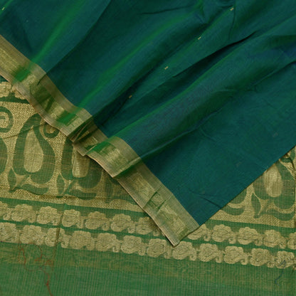 Indian Vintage Dupatta Green Long Stole Printed Woven Pure Chanderi Silk Indian Scarves Veil Golden Zari Soft Fringes