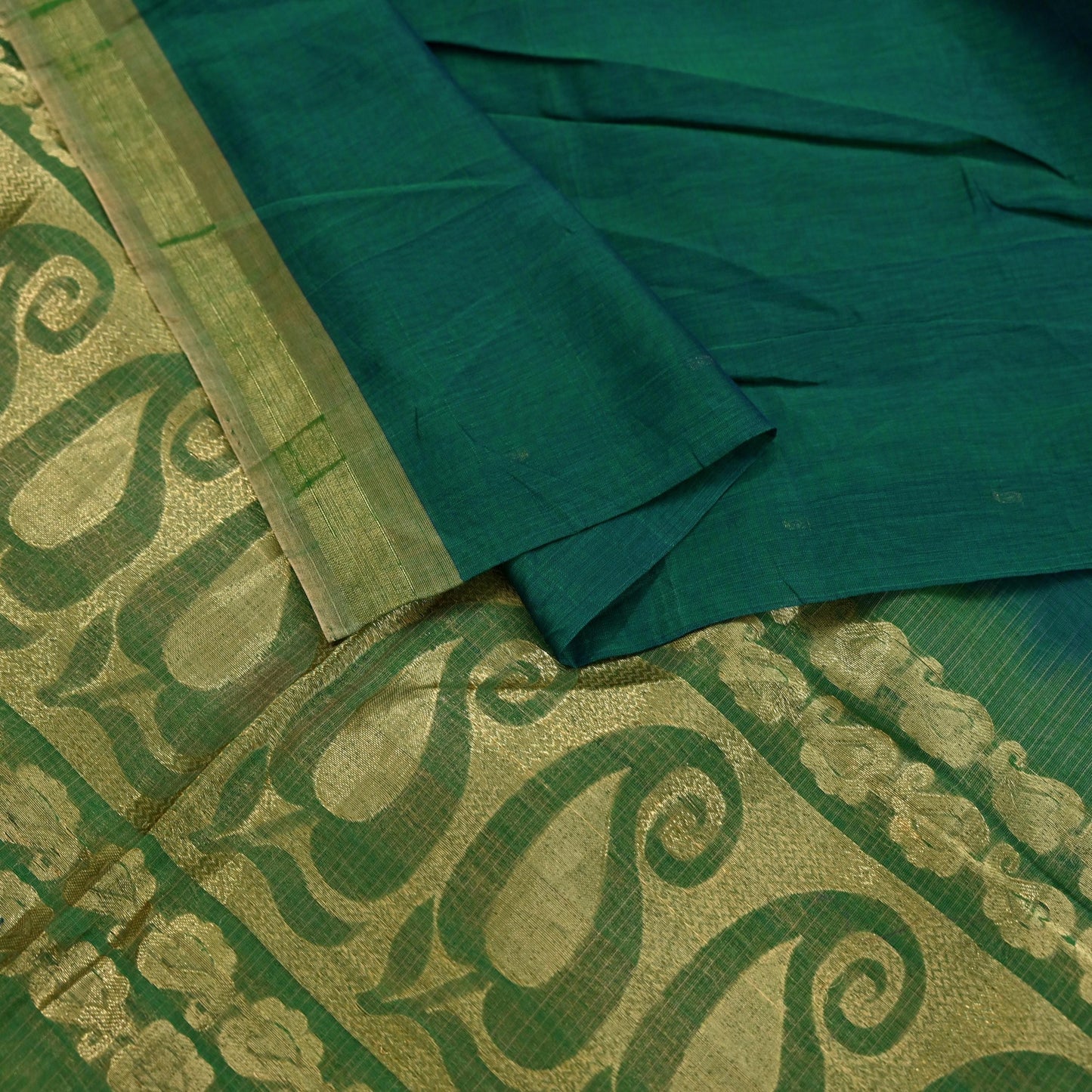 Indian Vintage Dupatta Green Long Stole Printed Woven Pure Chanderi Silk Indian Scarves Veil Golden Zari Soft Fringes