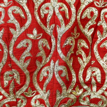 Indian Pre-owned Heavy Red Hand Embroidered By Designer Sabyasachi Padded Blouse/Top/Crop M Size Party wear Bollywood