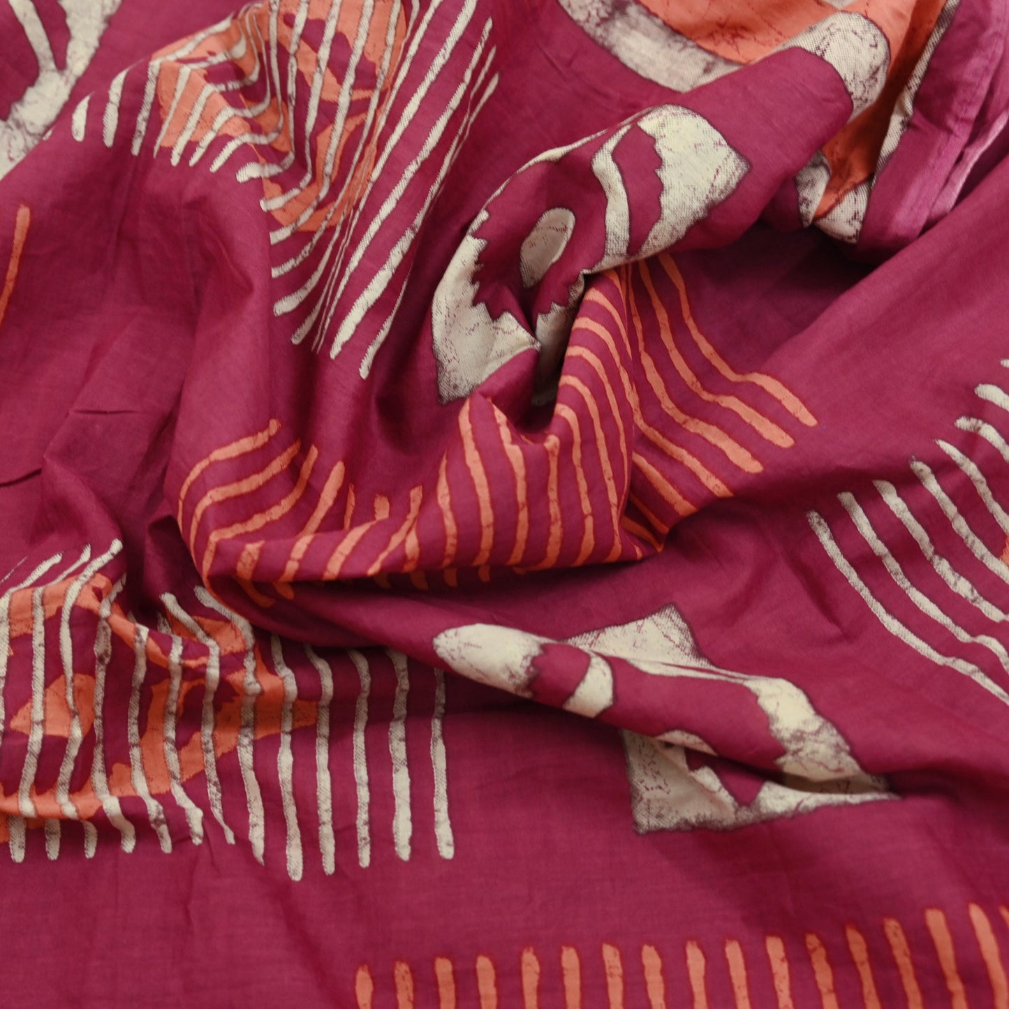 Indian Vintage Sari Pink & Beige Block Printed Pure Cotton Sarees 6Yd Craft Fabric Sewing Sarong Wrap Boho Upcycle quilting Dress making