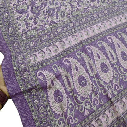 Indian Vintage Pink & Purple Saree Moss Crepe Printed Sari 6yd Sewing Soft Craft Fabric Dressmaking Quilting Upcycle Used For Crafting