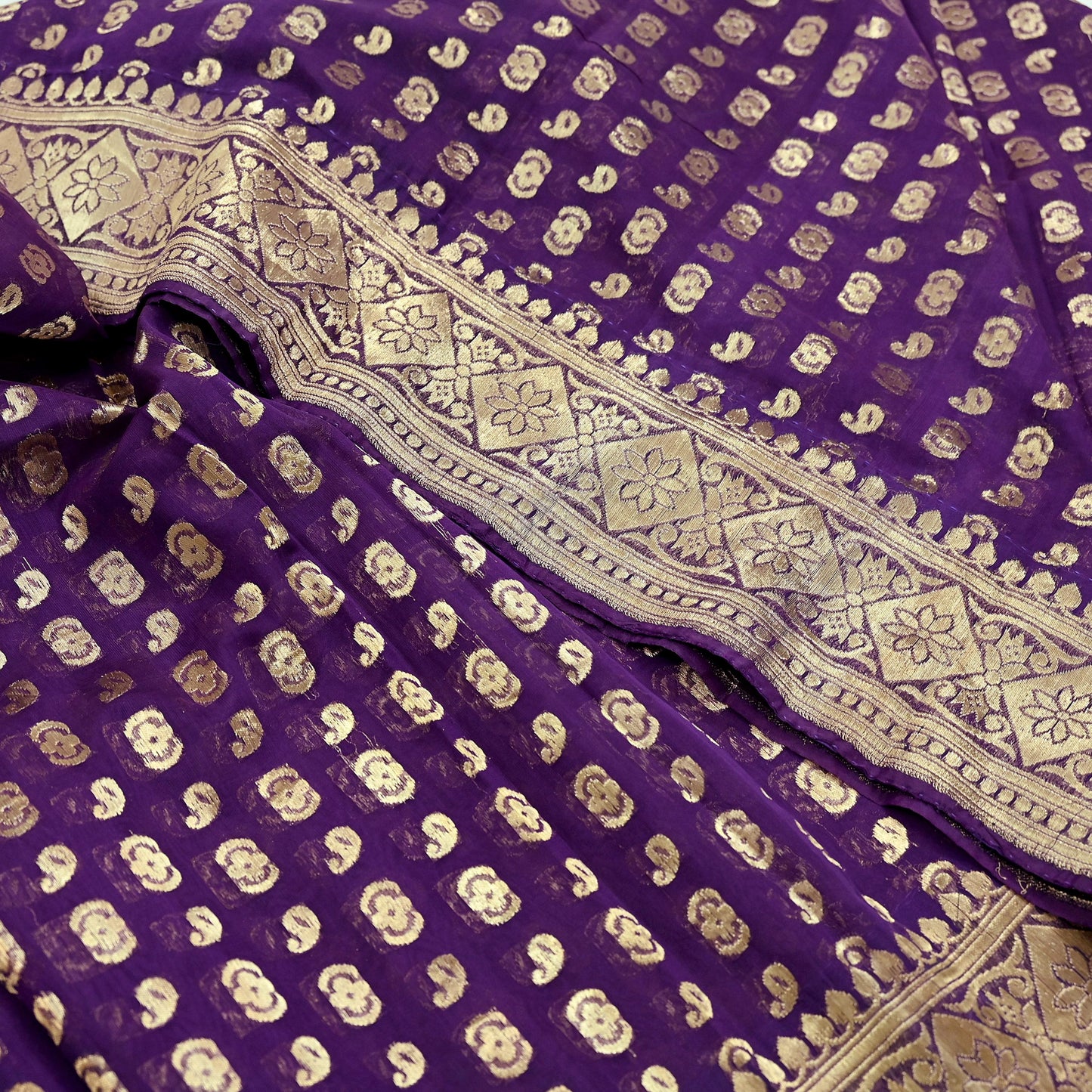 Indian Vintage Purple Heavy Sari Wedding  Pure Organza Silk Hand Woven Banarasi Sarees Zari 5Yd Ethnic Dress Making Crafting