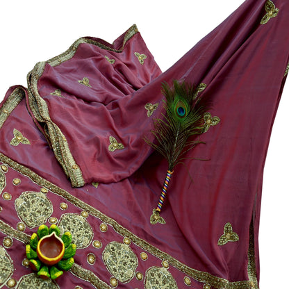 Indian Vintage Heavy Sarees Purple & Peach Pure Silk Hand Embroidered Sari Fabric 5Yd Sewing Ethnic Zardozi/dabka zari Wedding sarees