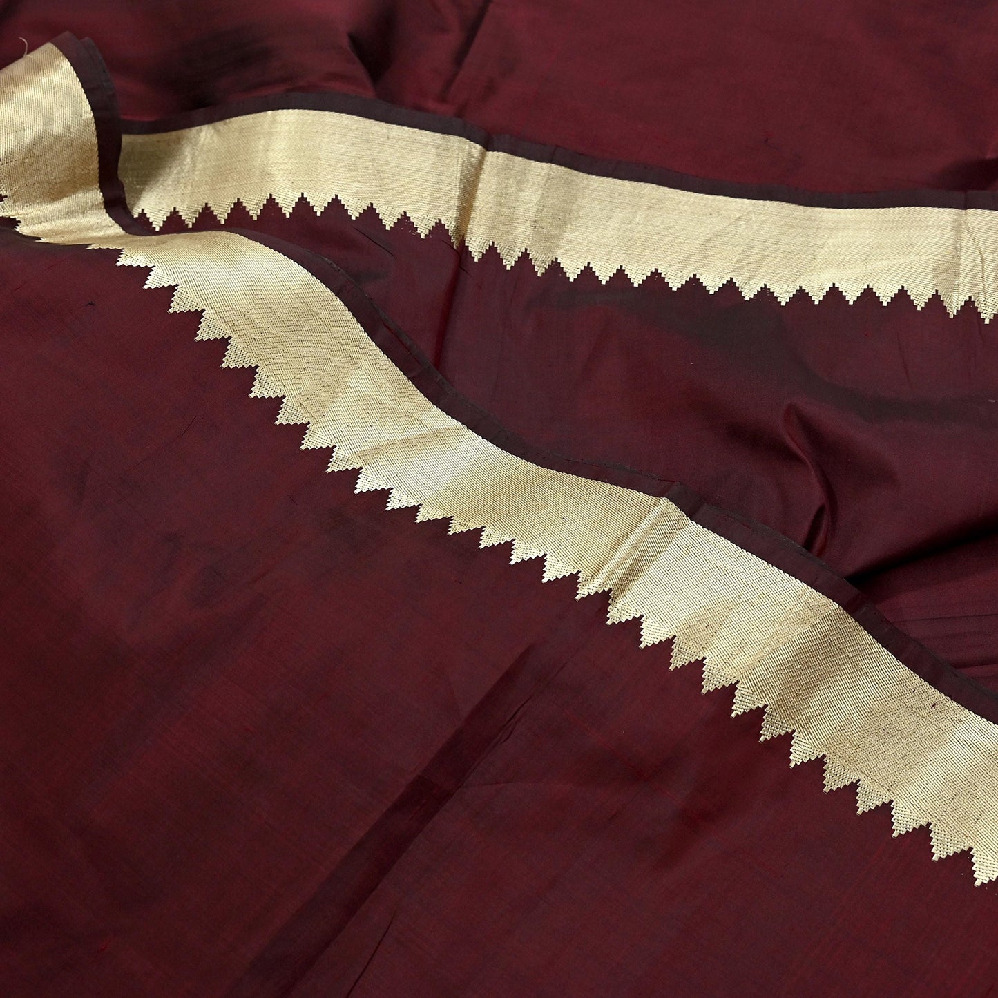 Indian Vintage Sari Maroon Mysore Silk Woven Sarees Craft Fabric 5Yd Ethnic South silk Dress Making Crafting Upcycle Quilting Zari Border