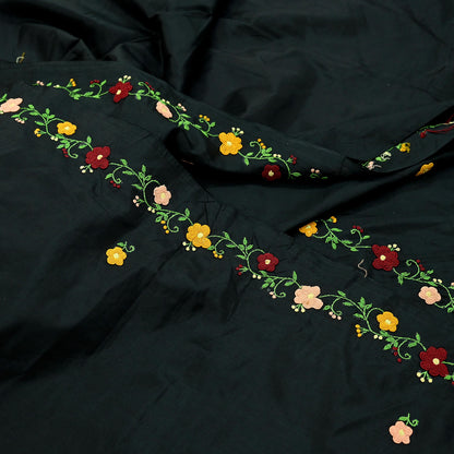 Indian Vintage Sari Black Pure Silk Hand Embroidered Saree Craft Fabric 5Yd Sewing Soft Ethnic Dress Making Bollywood saree