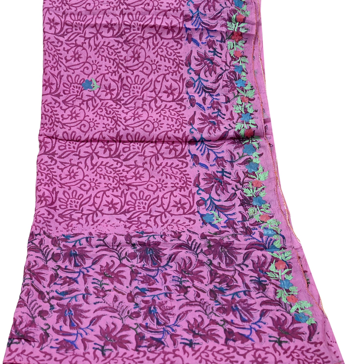 Women Indian Vintage Pink Dupatta Long Stole Pure silk Block Printed Dupatta Veil Scarves soft Boho Wrap Dressmaking