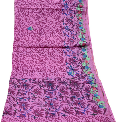 Women Indian Vintage Pink Dupatta Long Stole Pure silk Block Printed Dupatta Veil Scarves soft Boho Wrap Dressmaking