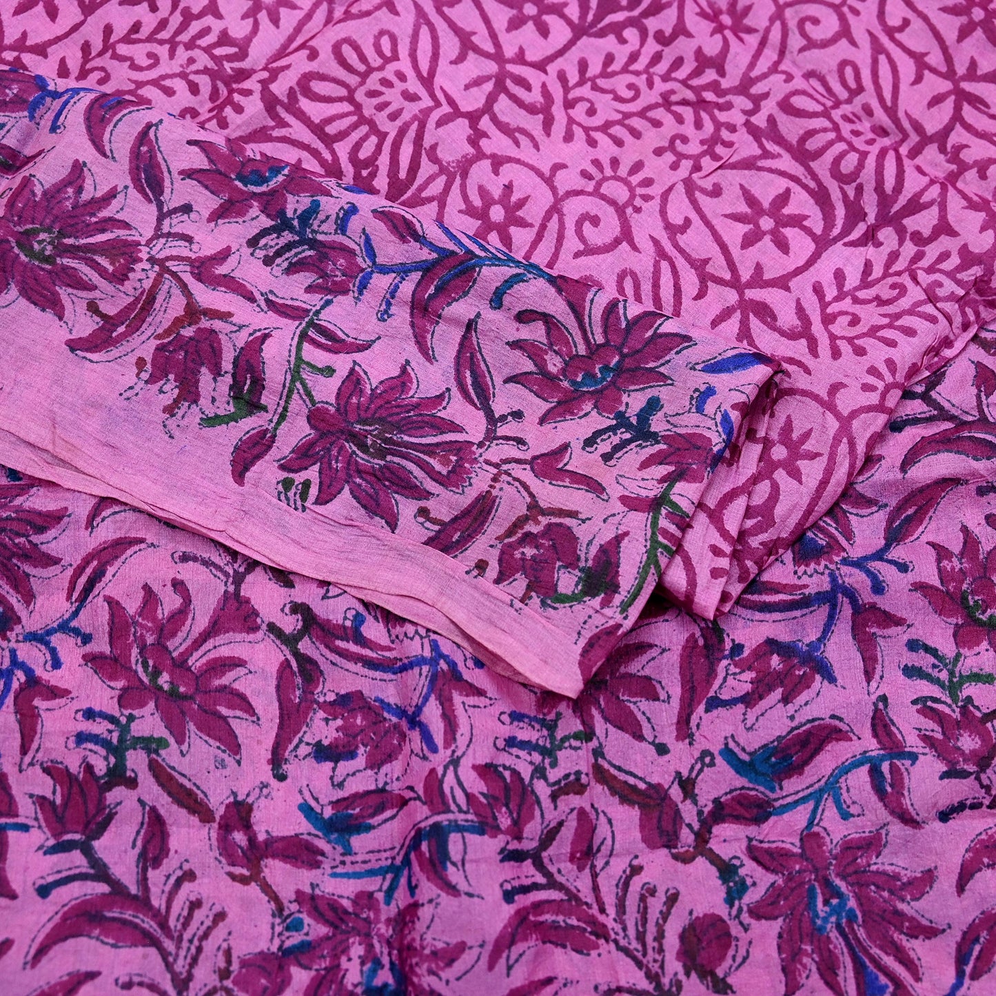 Women Indian Vintage Pink Dupatta Long Stole Pure silk Block Printed Dupatta Veil Scarves soft Boho Wrap Dressmaking
