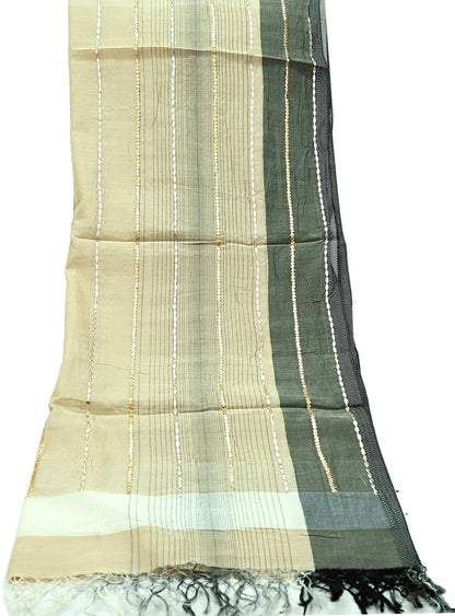 Indian Vintage Dupatta Ivory Long Stole Pure Silk Hand Embroidered Woven Fabric Scarves Veil Scarf Wrap Soft Hijab Party wear veil