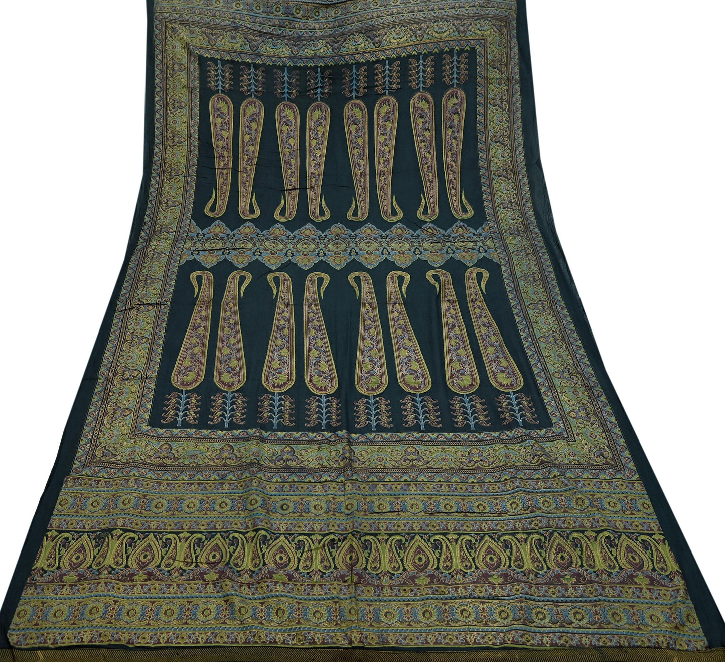 Indian Vintage Black Dupatta Long Stole ajrakh hand block print Pure Cotton Scarves Scarf Veil Wrap Boho Soft Paisley