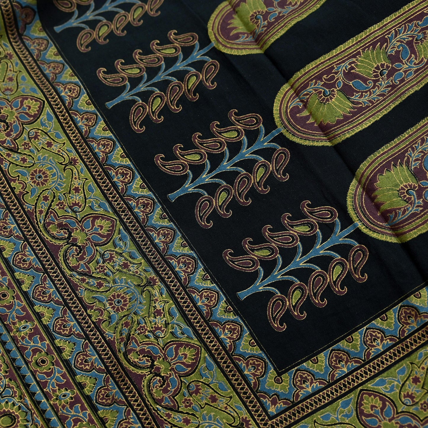 Indian Vintage Black Dupatta Long Stole ajrakh hand block print Pure Cotton Scarves Scarf Veil Wrap Boho Soft Paisley