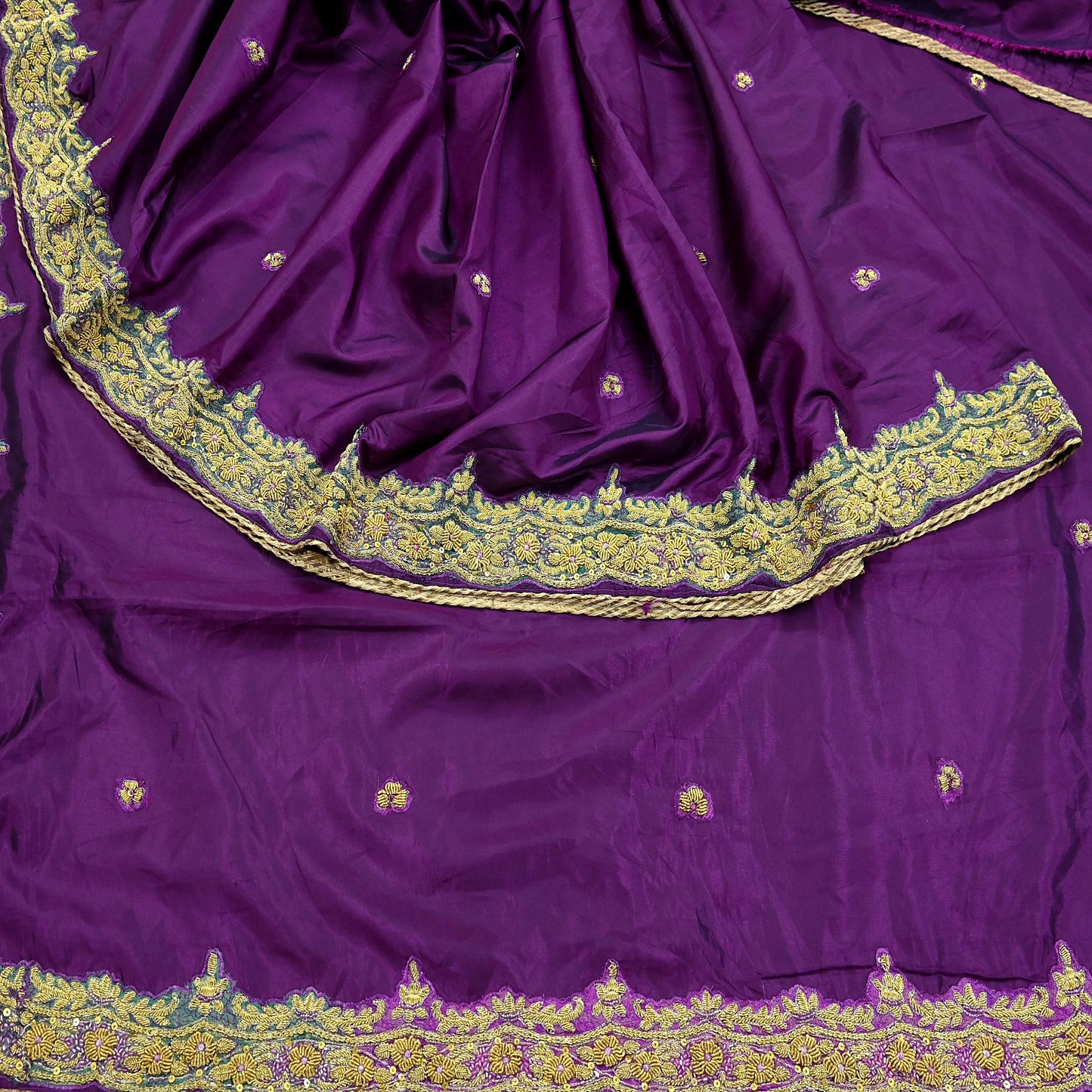 Indian Vintage Heavy Sarees Purple Pure Silk Hand Embroidered Sari Fabric 5Yd Sewing Ethnic Zardozi/dabka zari Wedding sarees