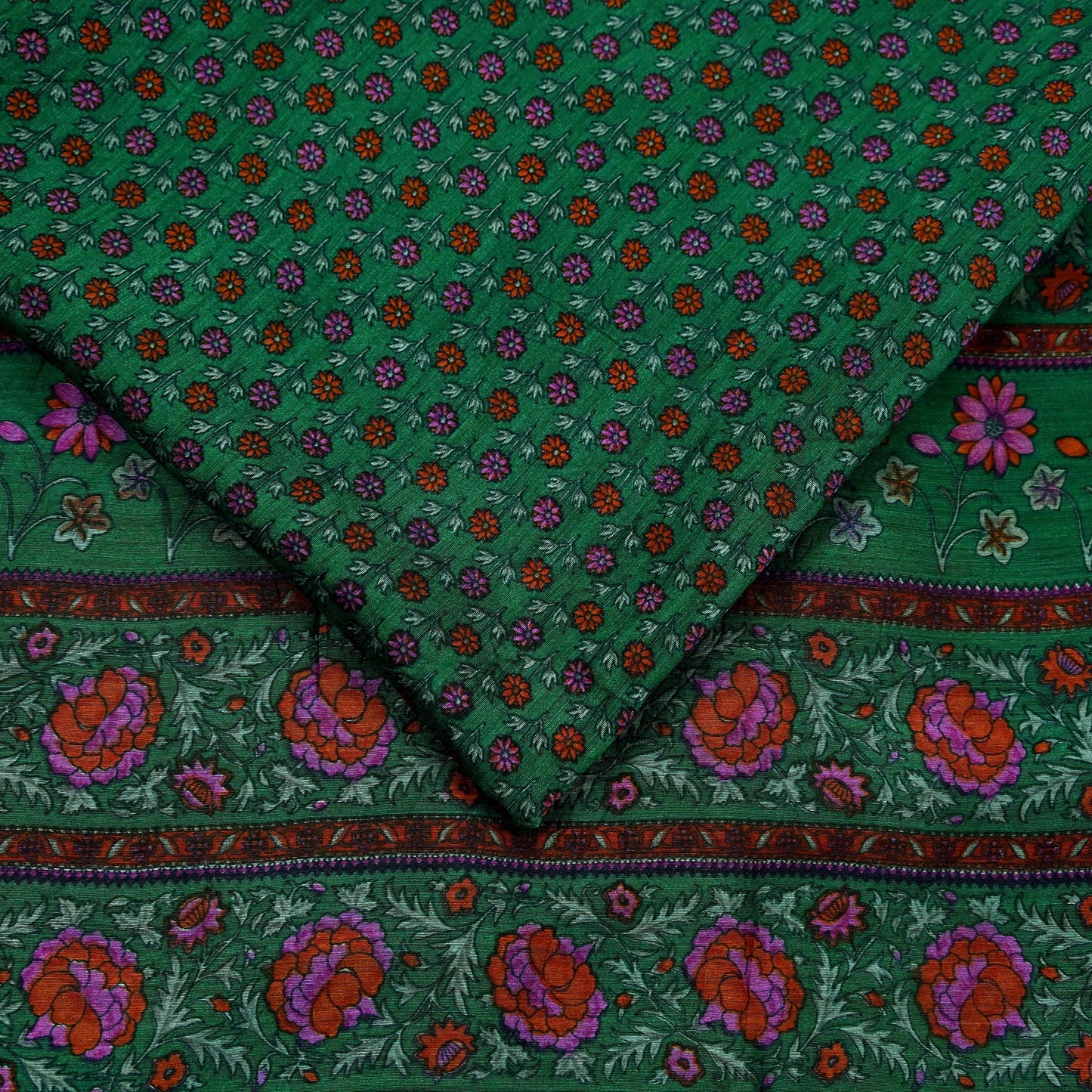 Indian Vintage Heavy Sari Green Pure Khadi Silk Handloom Saree Craft Fabric 6yd Ethnic Wear Dress making For Crafting Quilting Sewing