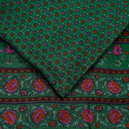 Indian Vintage Heavy Sari Green Pure Khadi Silk Handloom Saree Craft Fabric 6yd Ethnic Wear Dress making For Crafting Quilting Sewing