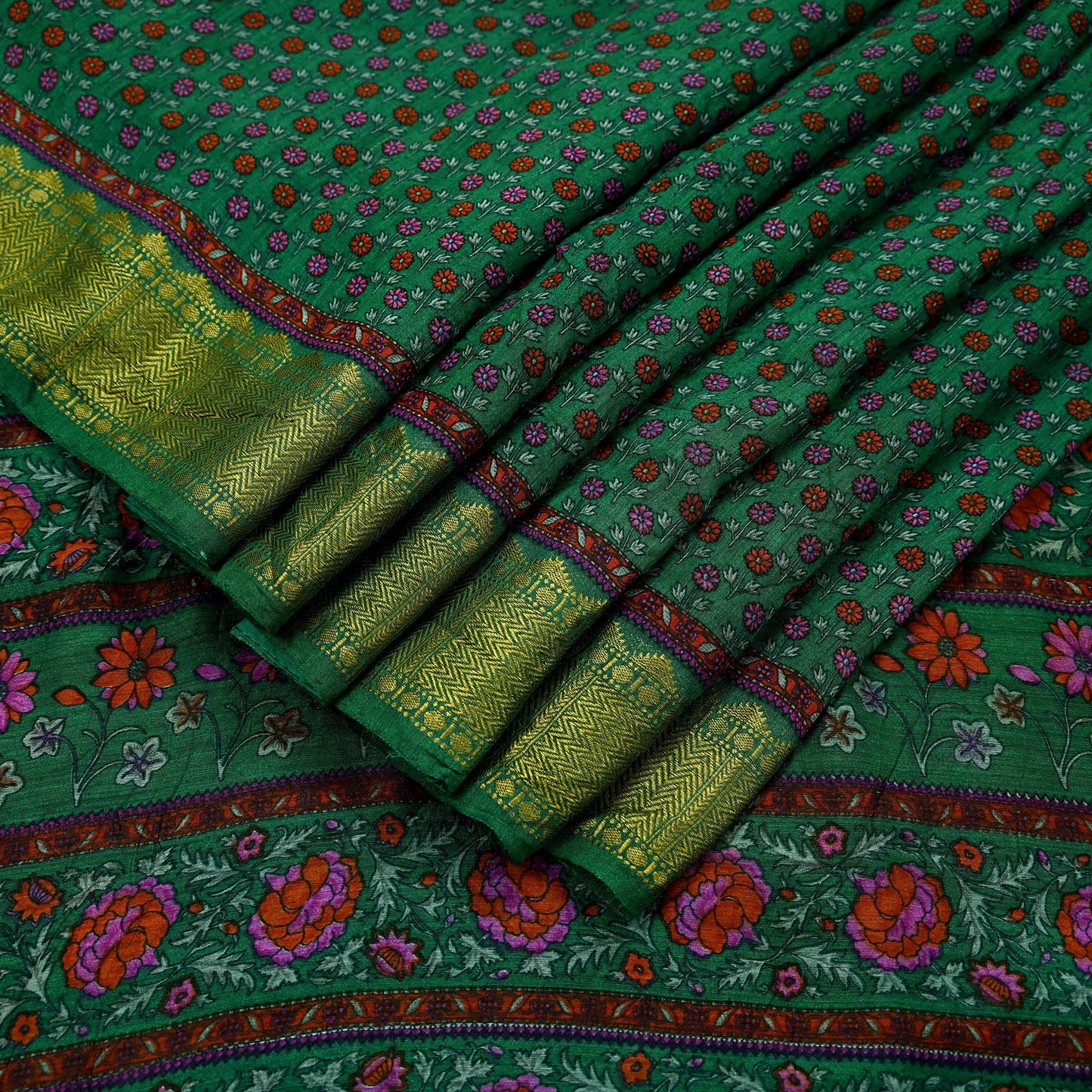 Indian Vintage Heavy Sari Green Pure Khadi Silk Handloom Saree Craft Fabric 6yd Ethnic Wear Dress making For Crafting Quilting Sewing