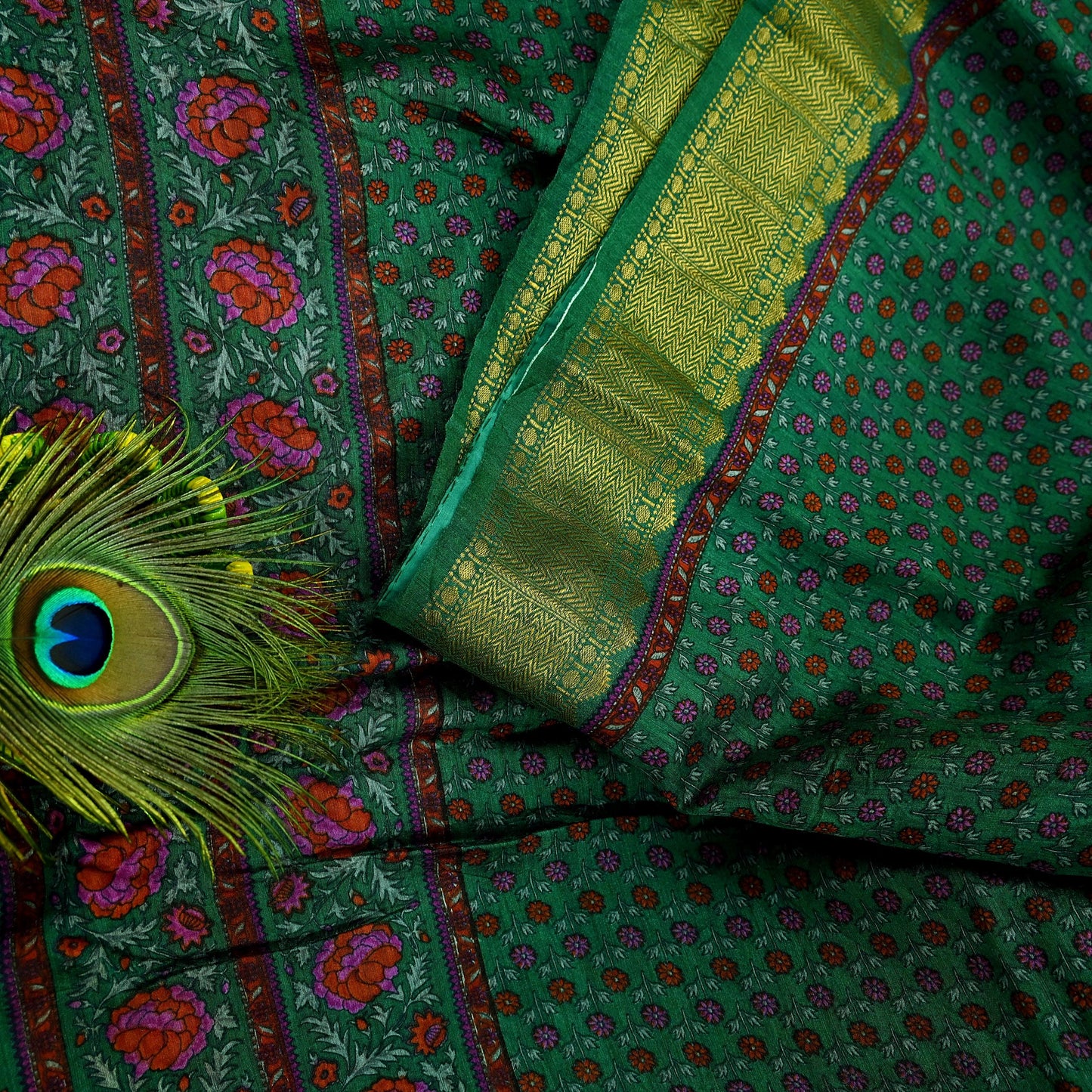 Indian Vintage Heavy Sari Green Pure Khadi Silk Handloom Saree Craft Fabric 6yd Ethnic Wear Dress making For Crafting Quilting Sewing