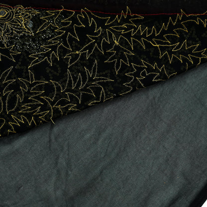 Indian Vintage Heavy Sari Black Pure Georgette Silk Hand Beaded Sarees Fabric 5Yd Sewing Soft Ethnic Glass Beaded Dress Making Silk sarees