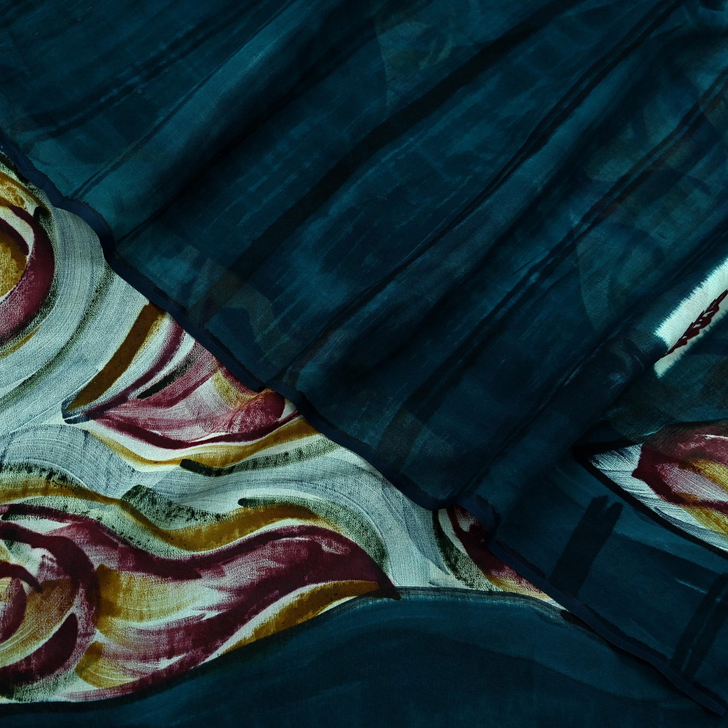Women Vintage Sari Green Pure Georgette Silk Printed Saree Craft Fabric Sewing 6Yd Soft Light Dress Making Floral Quilting