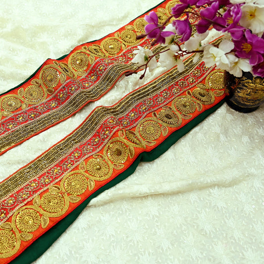 Indian Vintage Sari Border Hand Embroidered Craft Trim 1Yd Lace Sewing Sari Ribbon Zardozi/Dabka Zari Decor Gift Wrapped