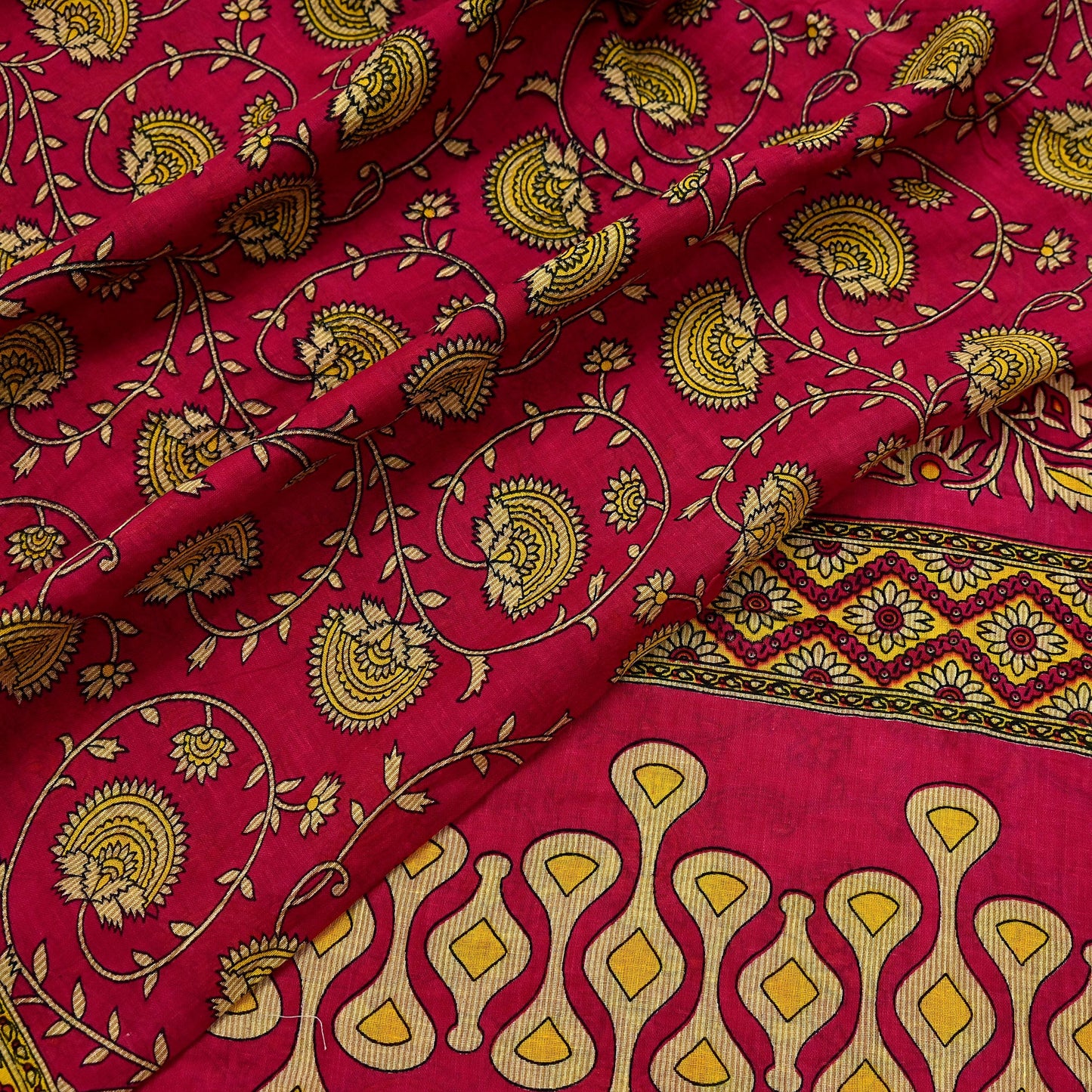 Indian Vintage Pink Saree Printed 100% Pure Cotton Sari Craft Fabric 5Yd Sewing Sarong Wrap Floral Dress making Quilting Crafting