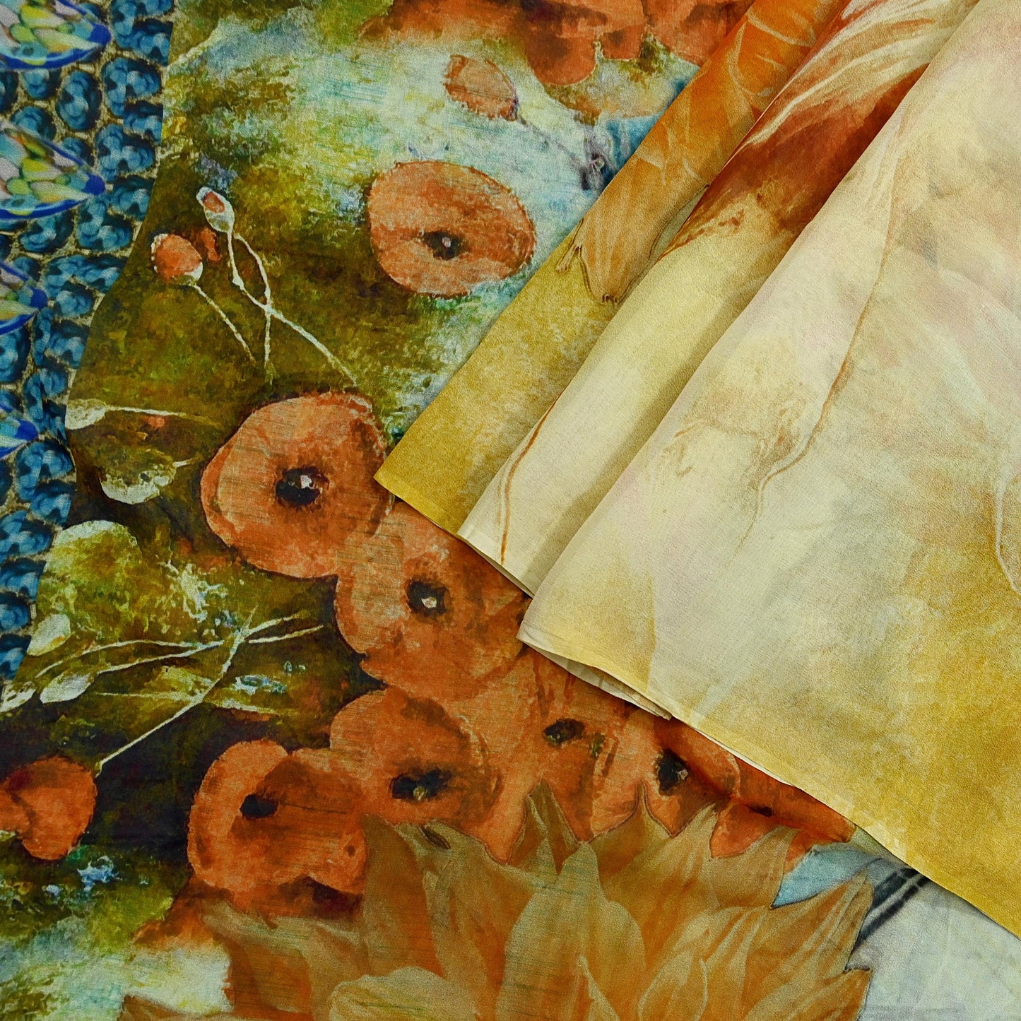 Indian Vintage Multi Saree Pure Georgette Silk Digital Printed Sari Sewing 5yd Craft Fabric Soft Floral Crafting Dress Making Quilting