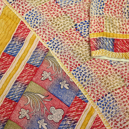 Indian Vintage Sari Beige Pure Crepe Silk Block Printed Sarees 6yd Sewing Floral Soft Craft Fabric Wrap Dress Making Crafting Quilting