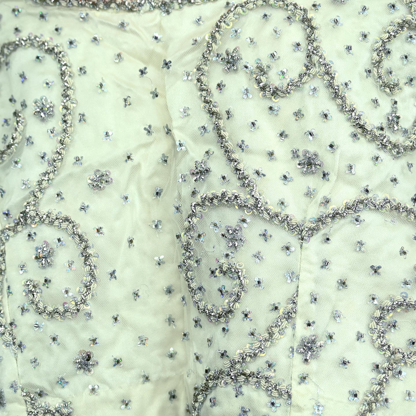 Indian Pre-owned Heavy White Hand Embroidered Blouse/Top/Crop M Size Party wear Bollywood