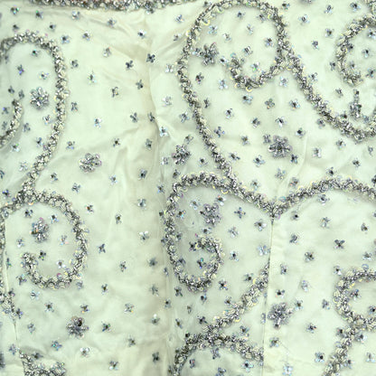 Indian Pre-owned Heavy White Hand Embroidered Blouse/Top/Crop M Size Party wear Bollywood