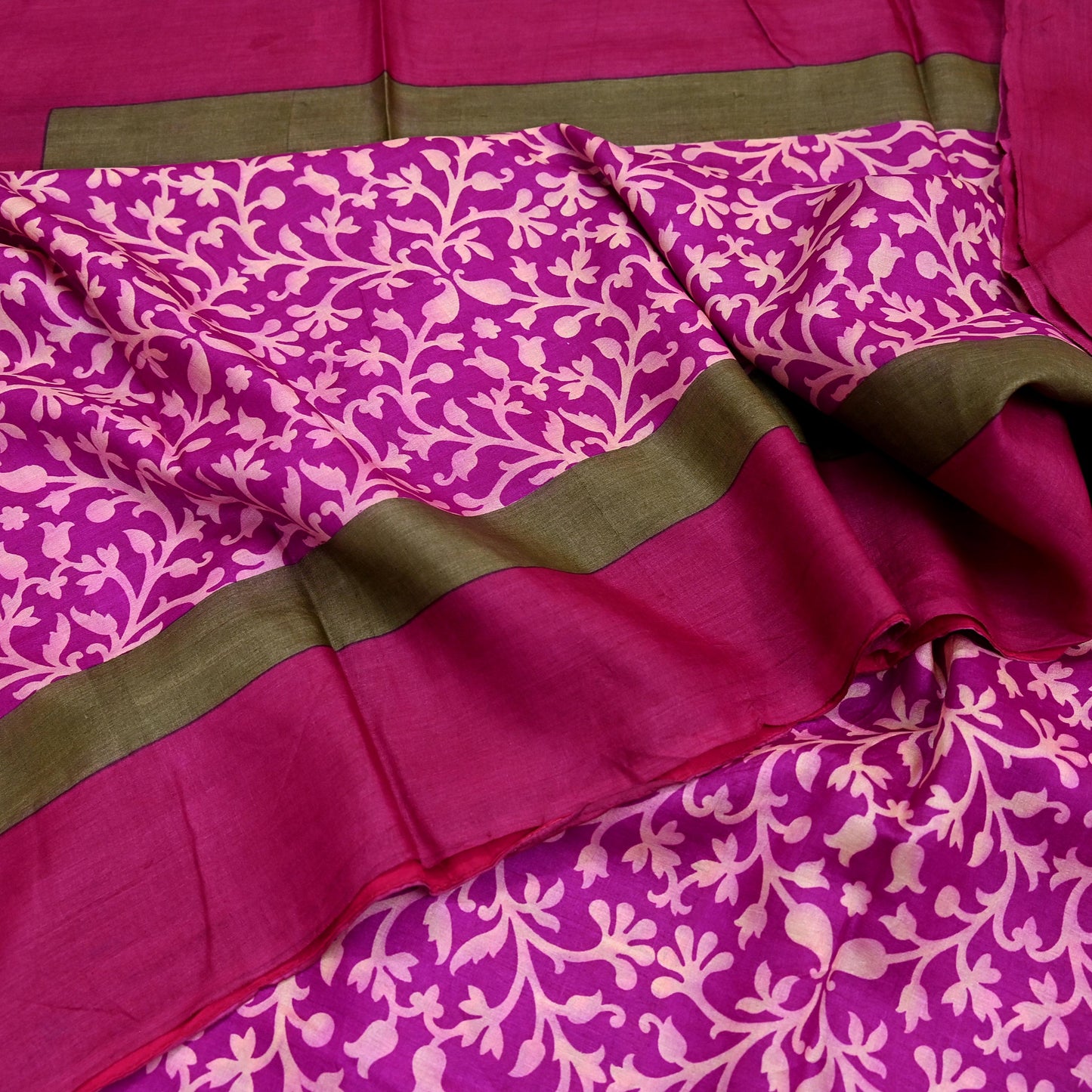 Indian Vintage Purple & Orange Saree Pure Khadi Silk Handloom Printed Sari Fabric 5yd Ethnic Wear Sari Stripes Designs Dress making Crafting