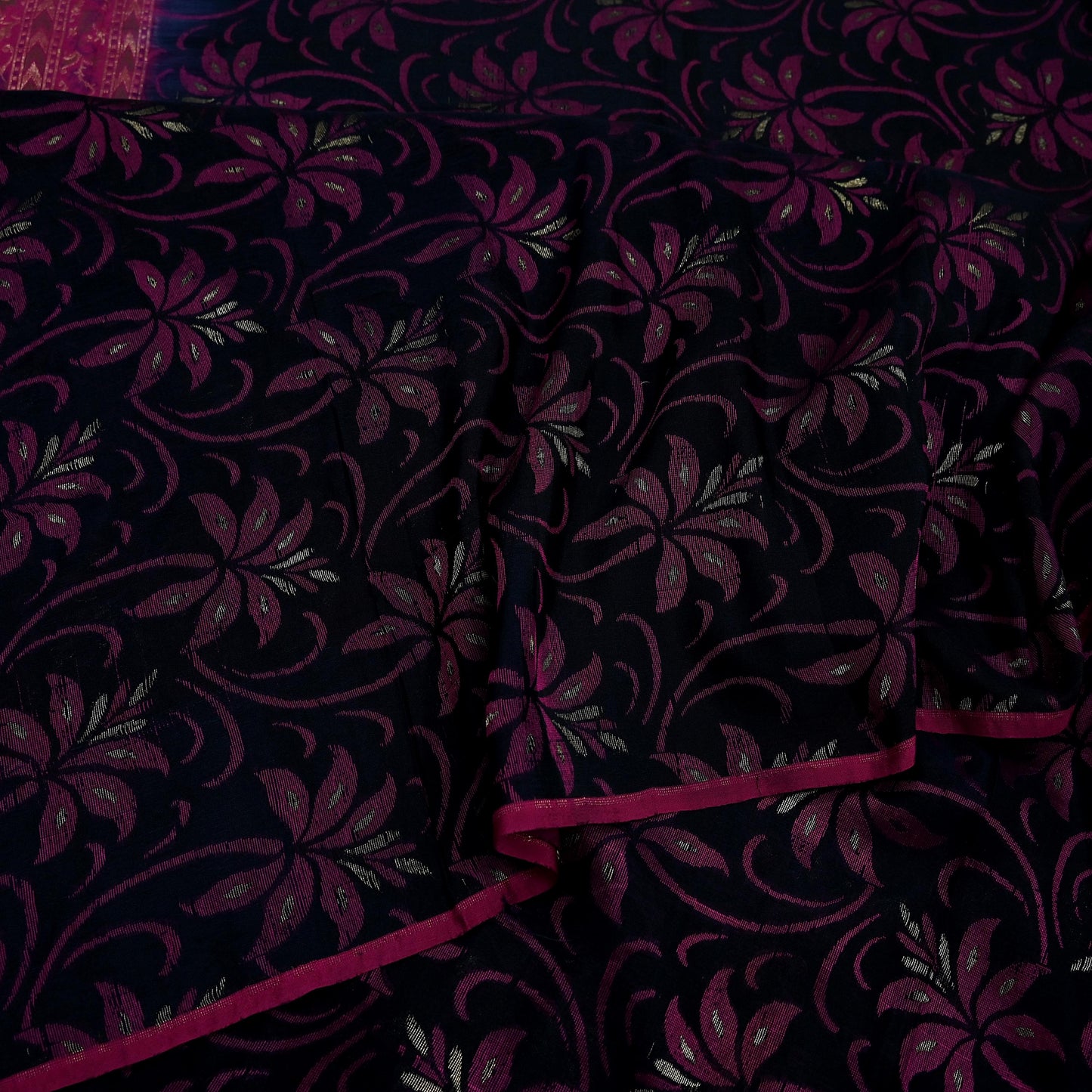 Indian Vintage Black & Pink Heavy Saree Pure Silk saree Banarasi Brocade Sari Fabric Zari 5Yard Paisley Dress making Crafting Quilting