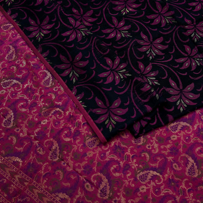 Indian Vintage Black & Pink Heavy Saree Pure Silk saree Banarasi Brocade Sari Fabric Zari 5Yard Paisley Dress making Crafting Quilting