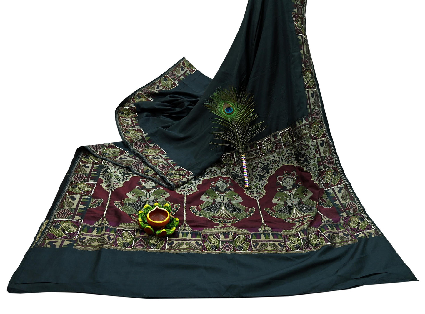 Indian Vintage Heavy Black Saree Pure Silk Hand Woven Sari Craft Fabric 5Yd Sewing Soft Ethnic Dress Making Wedding Sari Zari