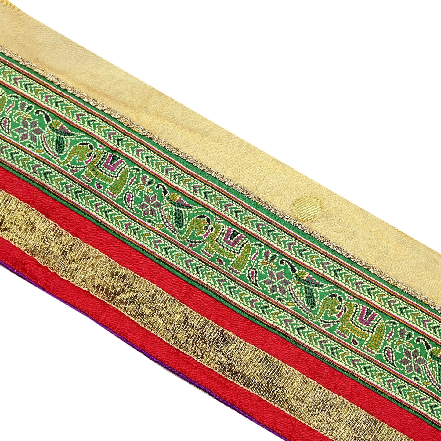 Indian Vintage Border Hand Embroidered 1yd Craft Trim Lace Sewing Ribbon Recycled Sari Border Brocade