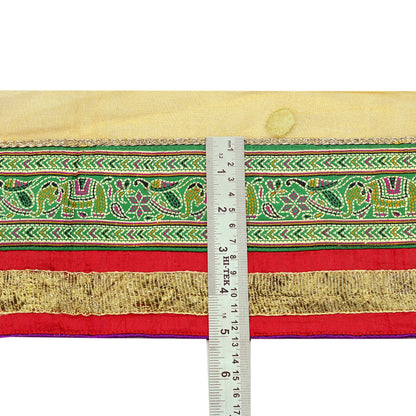 Indian Vintage Border Hand Embroidered 1yd Craft Trim Lace Sewing Ribbon Recycled Sari Border Brocade