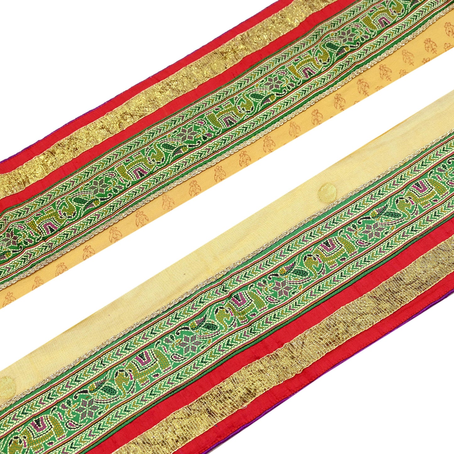 Indian Vintage Border Hand Embroidered 1yd Craft Trim Lace Sewing Ribbon Recycled Sari Border Brocade