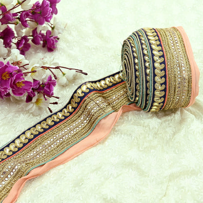 Indian Vintage Sari Border Hand Embroidered Craft Trim 1Yd Lace Sewing Sari Ribbon Pure silk  Zardozi/Dabka Zari