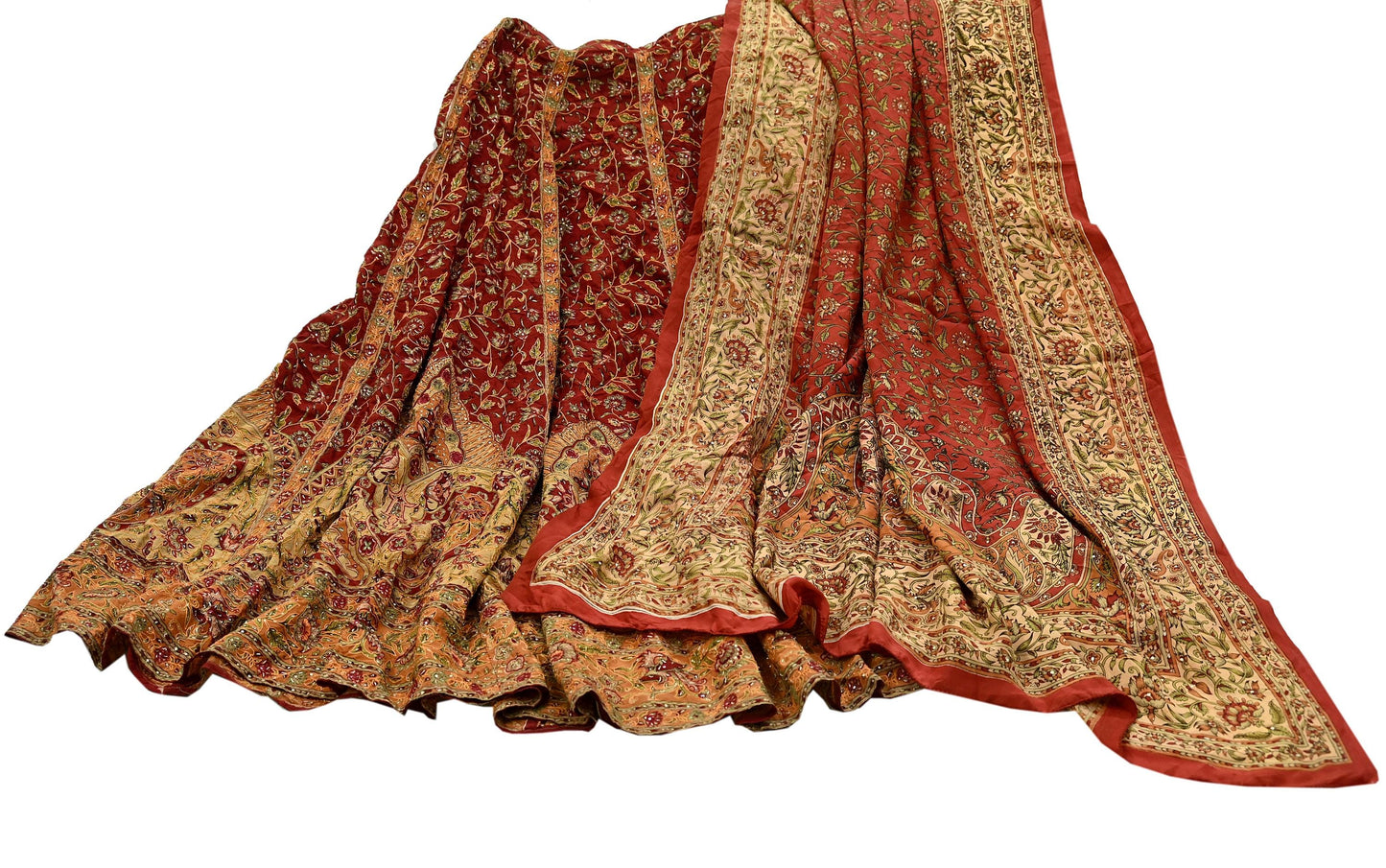 Indian Pre-owned Pure Silk Hand Embroidered Ritu Kumar Designer Lehenga And Dupatta Set Ethnic Bollywood Party Wear
