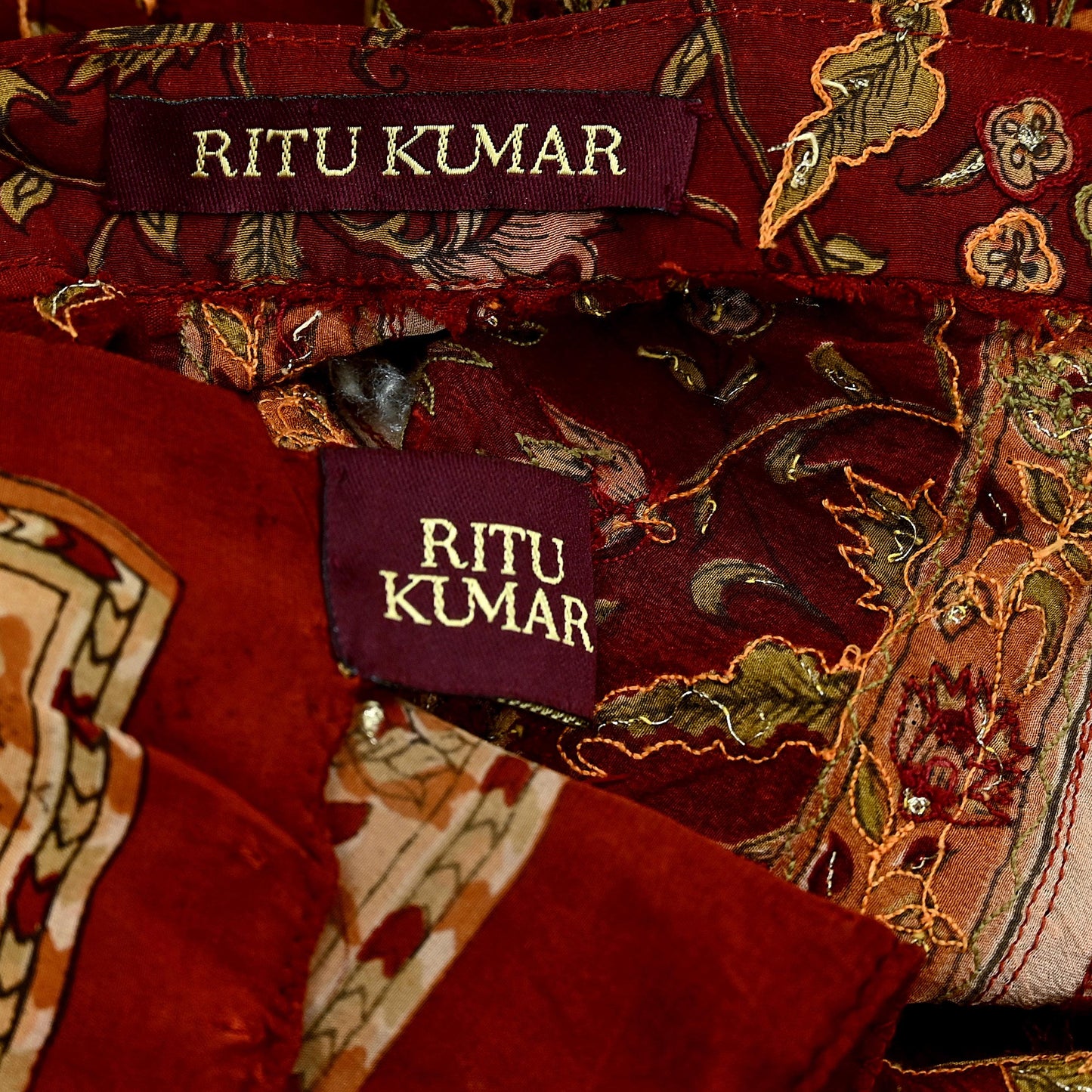 Indian Pre-owned Pure Silk Hand Embroidered Ritu Kumar Designer Lehenga And Dupatta Set Ethnic Bollywood Party Wear