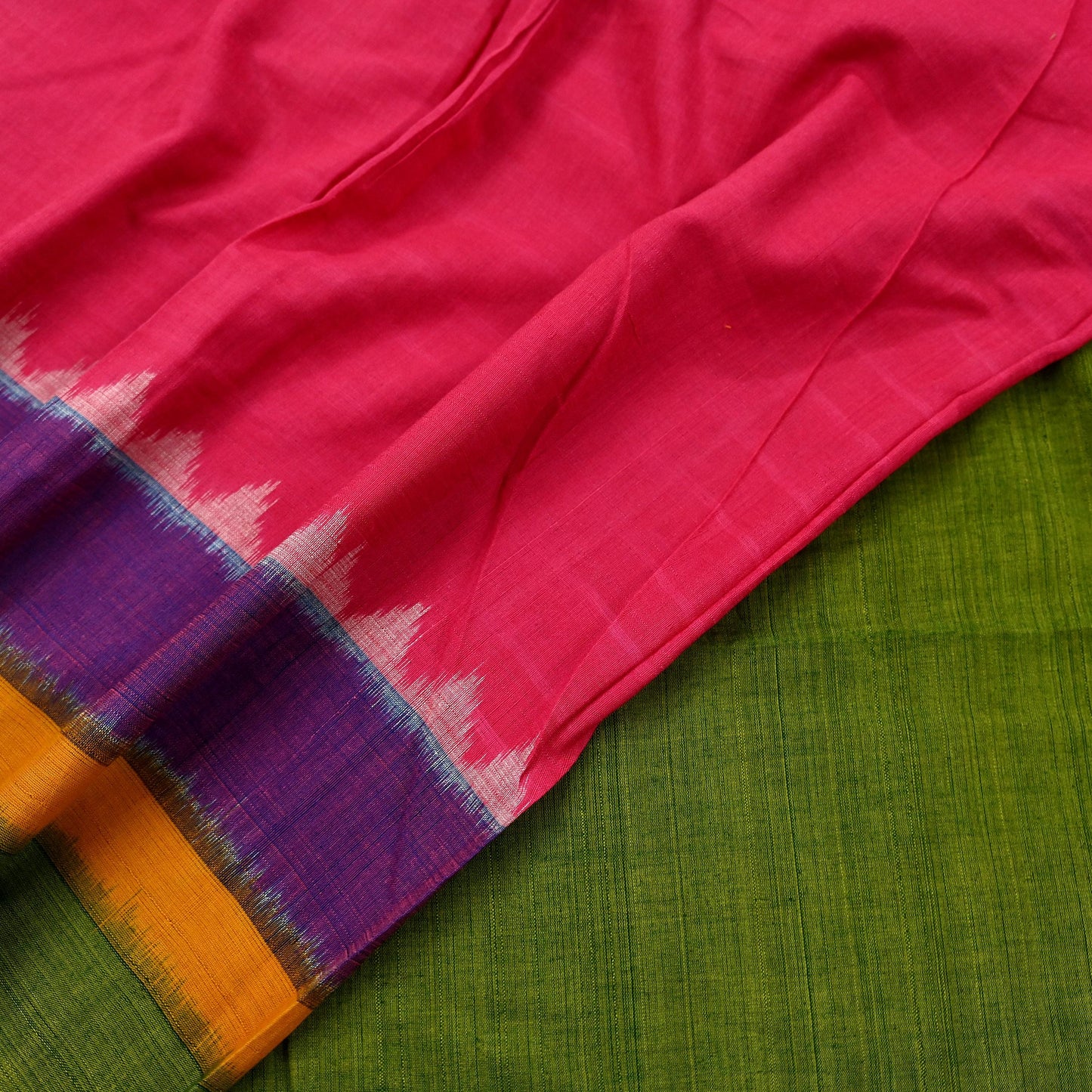 Indian Vintage Green & Pink Dupatta Long Stole Woven Pure Cotton Scarves Veil Scarf Soft Fringes Boho