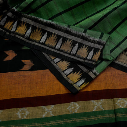 Indian Vintage Dupatta Green Long Stole Hand woven Sambalpuri Ikat Hijab Pure Cotton Indian Scarves Veil