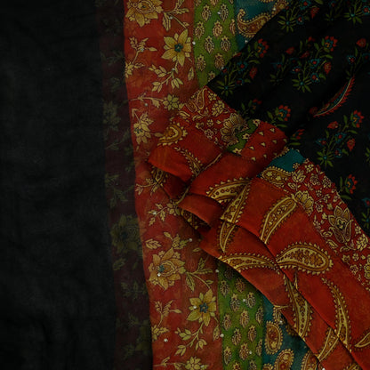 Indian Vintage Dupatta Black Long Stole printed stole Pure Georgette Silk Scarves Veil Wrap Soft