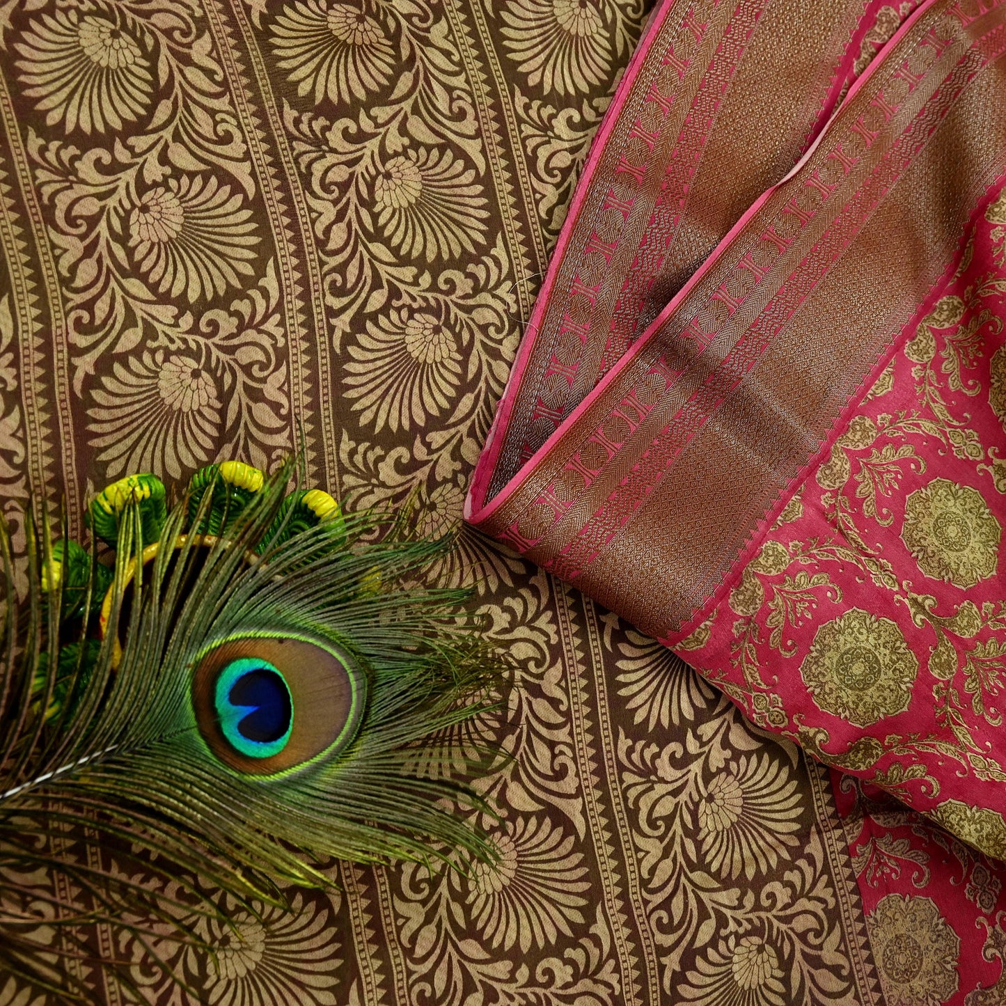 Indian Vintage Sari Pink Blend Silk Woven Printed Saree Craft Fabric 5yd Sewing Soft Dress Designing Crafting Quilting Zari Border