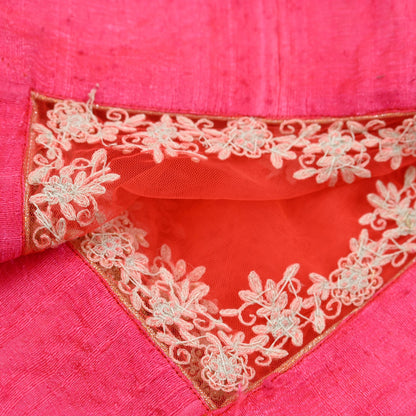 Indian Pre-owned Heavy Dupatta Pink Net Long Stole Hand Embroidered By Designer Abu Jani Scarves Bridal Veil