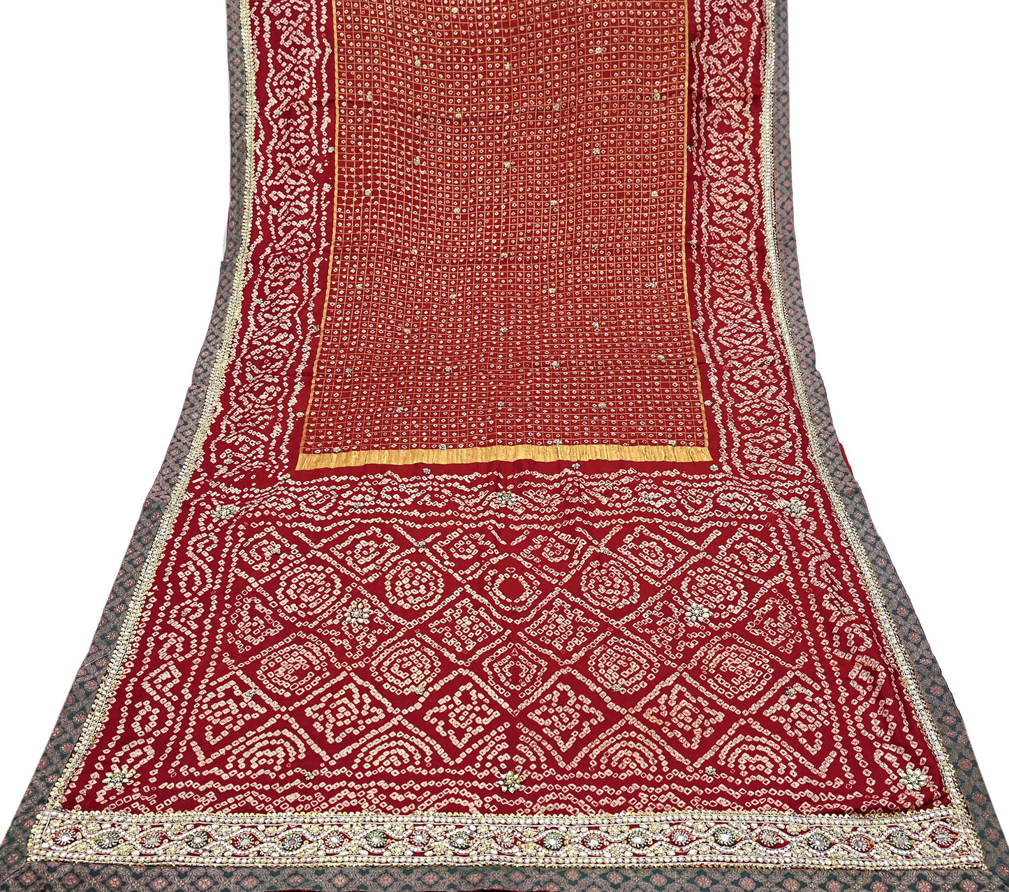 Indian Vintage Maroon Saree Hand Embroidered Bandhani Printed Sari 100% Pure Silk Indian Sari Fabric 5yard Soft Craft Fabric Beaded
