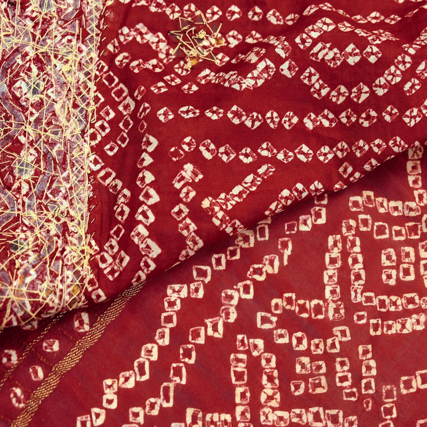 Indian Vintage Maroon Saree Hand Embroidered Bandhani Printed Sari 100% Pure Silk Indian Sari Fabric 5yard Soft Craft Fabric Beaded